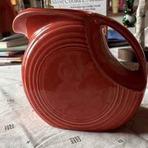 Vintage Large Persimmon Fiestaware Juice Disc Pitcher 7.5” 64 oz Fiesta